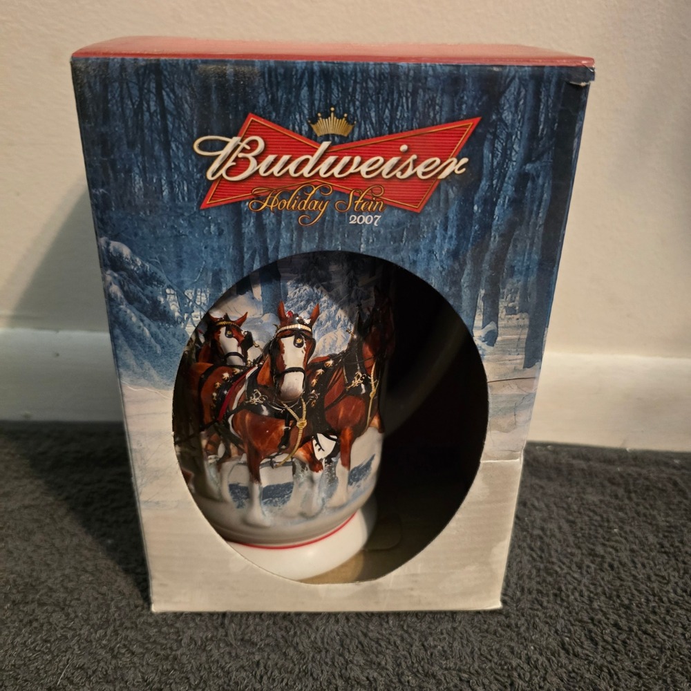 Budweiser 2007 Holiday Stein OS Beer Mug Unisex Blue Winter's Clydesdale COA - Picture 2 of 5